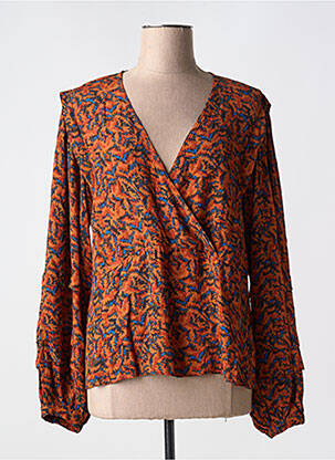 Blouse imprimé fantaisie manches longues orange ORFEO femme