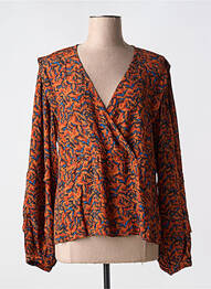 Blouse imprimé fantaisie manches longues orange ORFEO femme