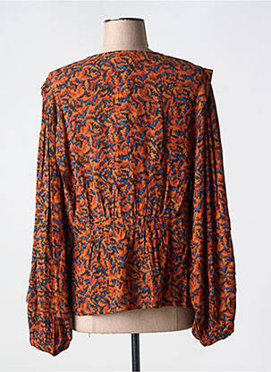 Blouse imprimé fantaisie manches longues orange ORFEO femme