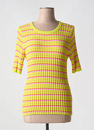 Pull coupe cintrée manches courtes jaune KING LOUIE femme