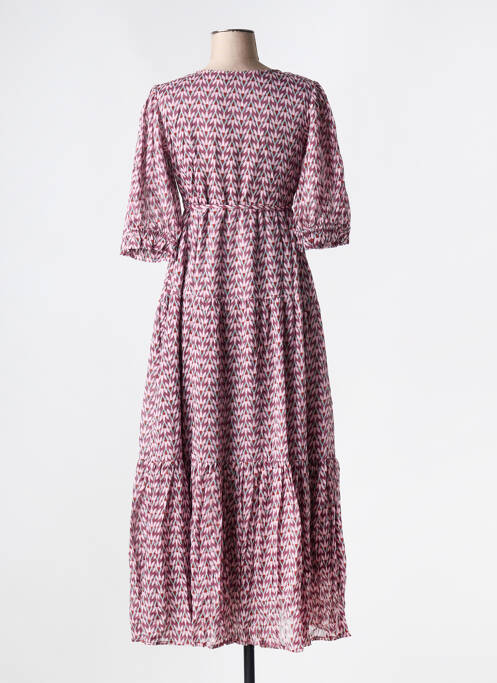 Robe longue imprimé fantaisie manches courtes violet MOLLY BRACKEN femme