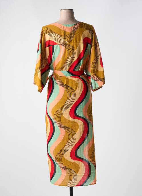 Robe longue imprimé fantaisie manches 3/4 jaune KING LOUIE femme