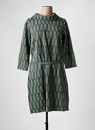 Robe mi-longue imprimé fantaisie manches longues vert KING LOUIE femme