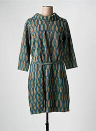 Robe mi-longue imprimé fantaisie manches longues vert KING LOUIE femme