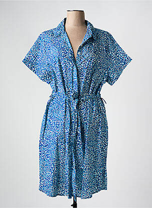 Robe mi-longue imprimé fantaisie manches courtes bleu ÉTYMOLOGIE femme