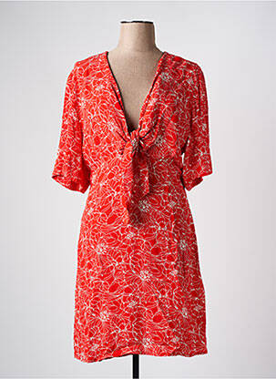 Robe mi-longue imprimé fantaisie manches courtes rouge ANGE femme