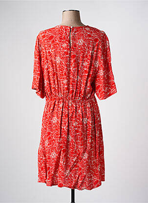 Robe mi-longue imprimé fantaisie manches courtes rouge ANGE femme