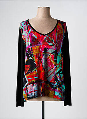 T-shirt imprimé fantaisie manches longues noir DOLCEZZA femme