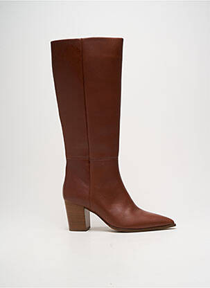 Bottes matière lisse talon de 7 à 9cm marron HOGL femme