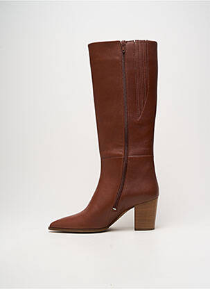 Bottes matière lisse talon de 7 à 9cm marron HOGL femme