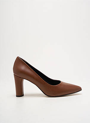 Escarpins tissage satiné talon de 7 à 9cm marron JHAY femme