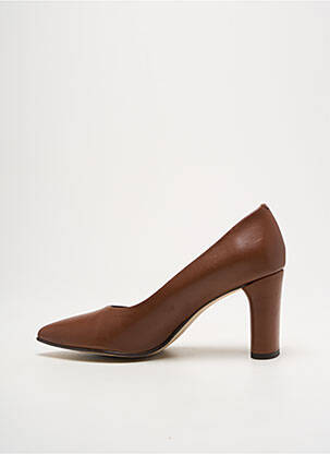 Escarpins tissage satiné talon de 7 à 9cm marron JHAY femme