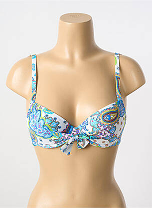 Haut de maillot de bain stretch haut soutien-gorge push-up bleu ANTIGEL femme