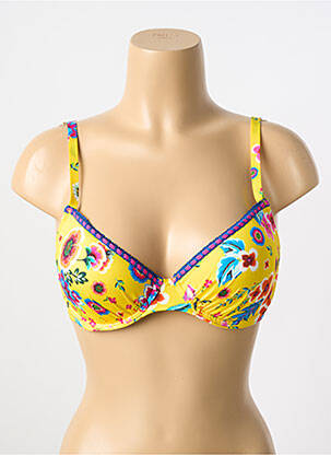 Haut de maillot de bain stretch haut soutien-gorge push-up jaune ANTIGEL femme