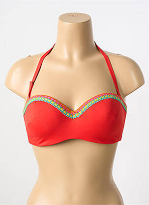 Haut de maillot de bain stretch haut triangles rouge ANTIGEL femme