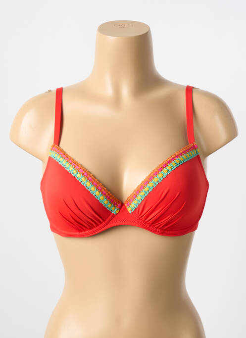 Haut de maillot de bain stretch haut triangles rouge ANTIGEL femme