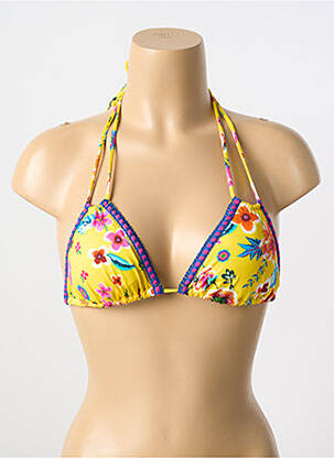 Haut de maillot de bain stretch haut soutien-gorge avec mousse de rembourrage amovible jaune ANTIGEL femme