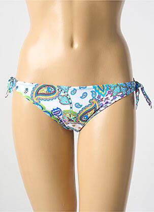 Bas de maillot de bain tissage satiné bikini bleu ANTIGEL femme