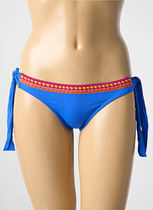 Bas de maillot de bain tissage satiné bikini bleu ANTIGEL femme