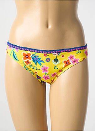 Bas de maillot de bain imprimé fleurs culotte jaune ANTIGEL femme