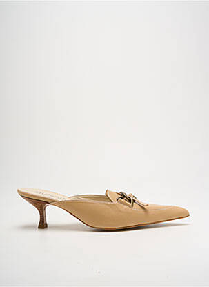 Mules/sabots tissage satiné talon de 4 à 6cm beige STUDIO femme