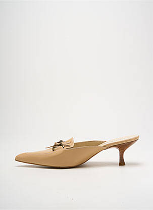 Mules/sabots tissage satiné talon de 4 à 6cm beige STUDIO femme