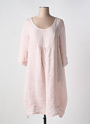 Robe mi-longue manches 3/4 manches 3/4 rose JS MILLENIUM femme