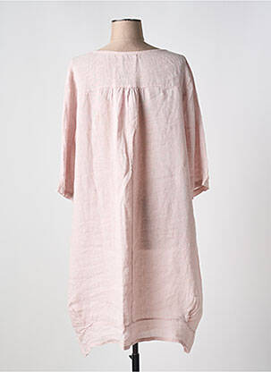 Robe mi-longue manches 3/4 manches 3/4 rose JS MILLENIUM femme