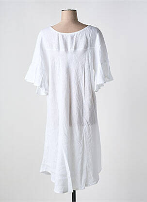 Robe mi-longue manches courtes manches courtes blanc JS MILLENIUM femme