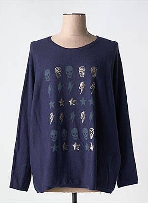 Pull coupe droite manches longues bleu VERSION FEMININ femme