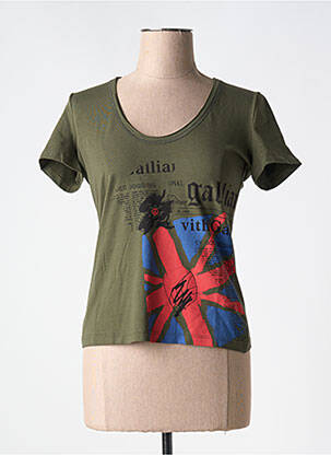 T-shirt sérigraphie floquée manches courtes vert GALLIANO femme