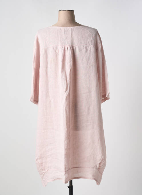 Robe mi-longue manches 3/4 manches 3/4 rose JS MILLENIUM femme