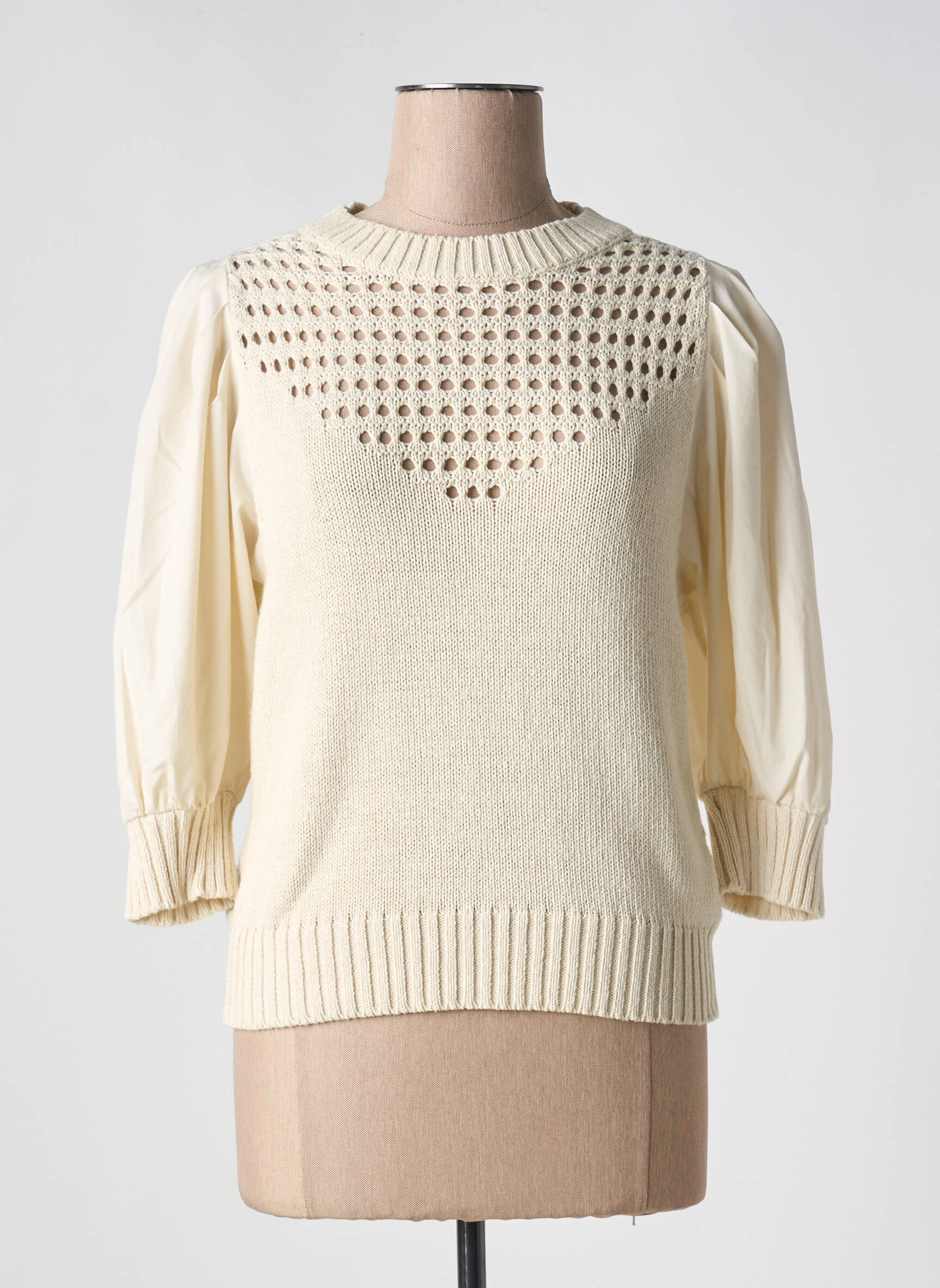 Pull coupe cintrée manches 3/4 beige LIU JO femme