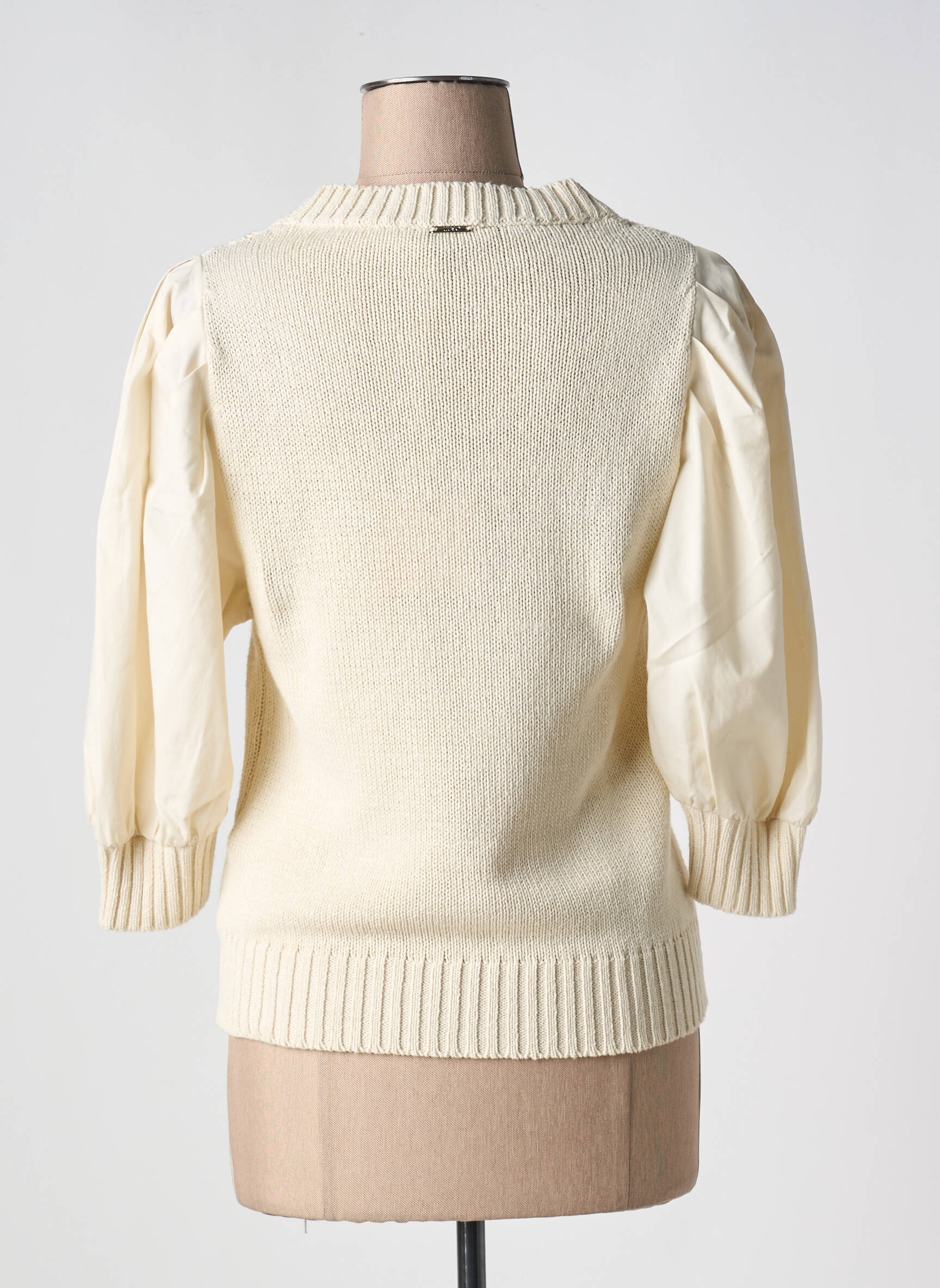 Pull coupe cintrée manches 3/4 beige LIU JO femme
