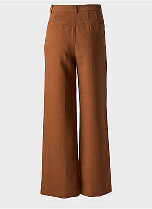 Pantalon droit fermeture zippée sous rabat avec crochet taille normale marron SEE U SOON femme