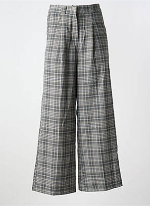Pantalon large fermeture zippée sous rabat avec crochet taille normale gris GRACE & MILA femme