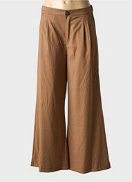 Pantalon large tissage popeline taille normale marron MIYA femme