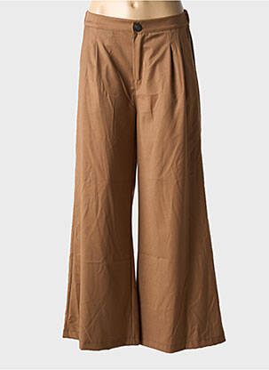 Pantalon large fermeture zippée sous rabat boutonné taille normale marron MIYA femme
