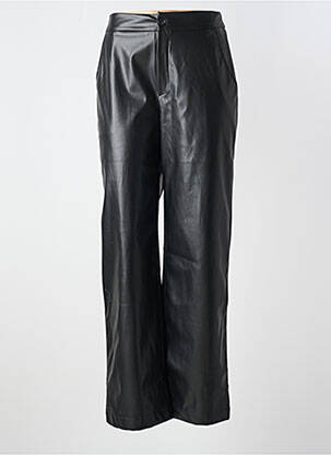 Pantalon droit fermeture zippée sous rabat boutonné taille normale noir ANGE femme