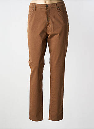 Pantalon slim tissage popeline taille normale marron LCDN femme