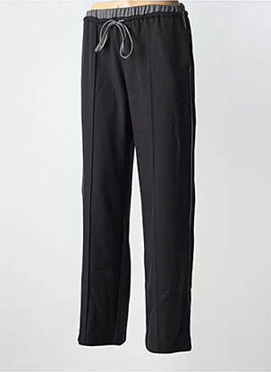Pantalon droit tissage crêpe taille normale noir ANGE femme