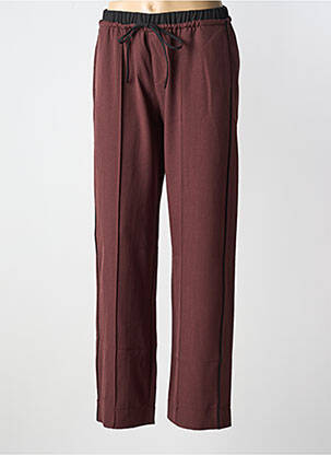 Pantalon droit tissage crêpe taille normale marron ANGE femme