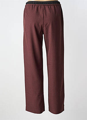 Pantalon droit tissage crêpe taille normale marron ANGE femme