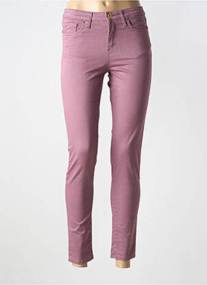 Pantalon slim tissage popeline taille normale violet LCDN femme