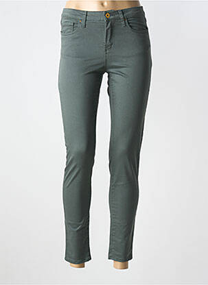 Pantalon slim tissage popeline taille normale vert LCDN femme