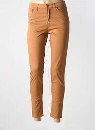 Pantalon slim tissage popeline taille normale marron LCDN femme
