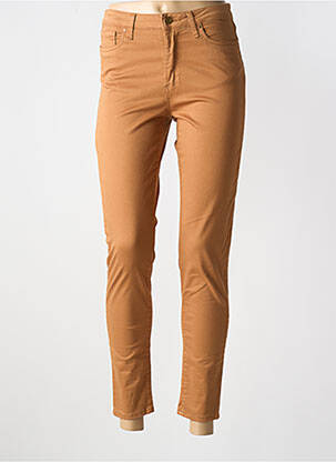 Pantalon slim tissage popeline taille normale marron LCDN femme