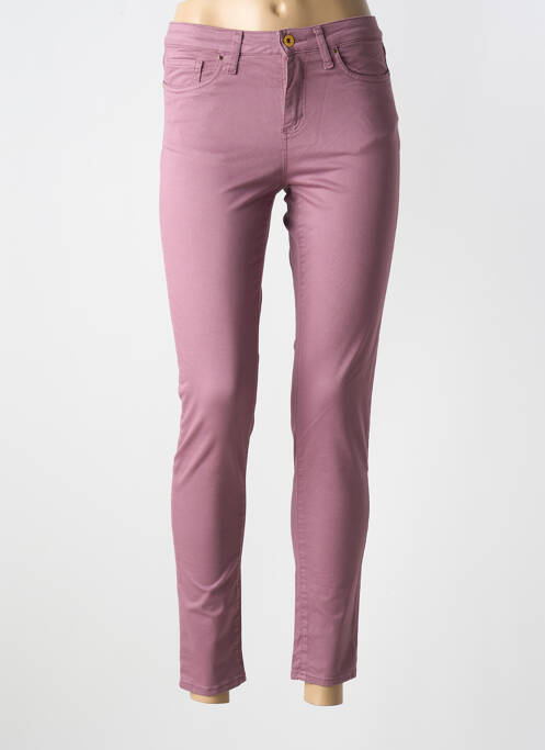 Pantalon slim tissage popeline taille normale violet LCDN femme