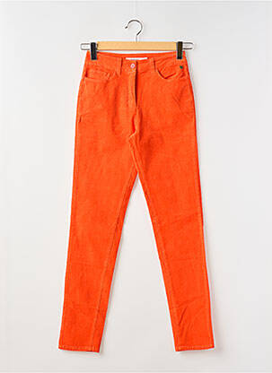 Pantalon slim tissage popeline taille normale orange ÉTYMOLOGIE femme
