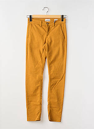 Pantalon slim tissage popeline taille normale jaune HAPPY femme